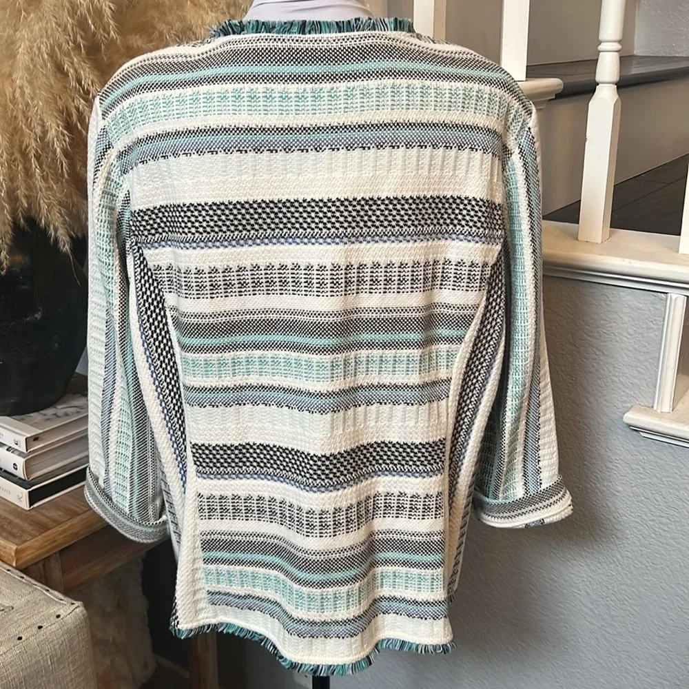 Chico’s Structured Striped Cardigan Sweater Size 3/XL